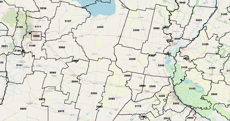 Mapa de códigos postales de Argentina